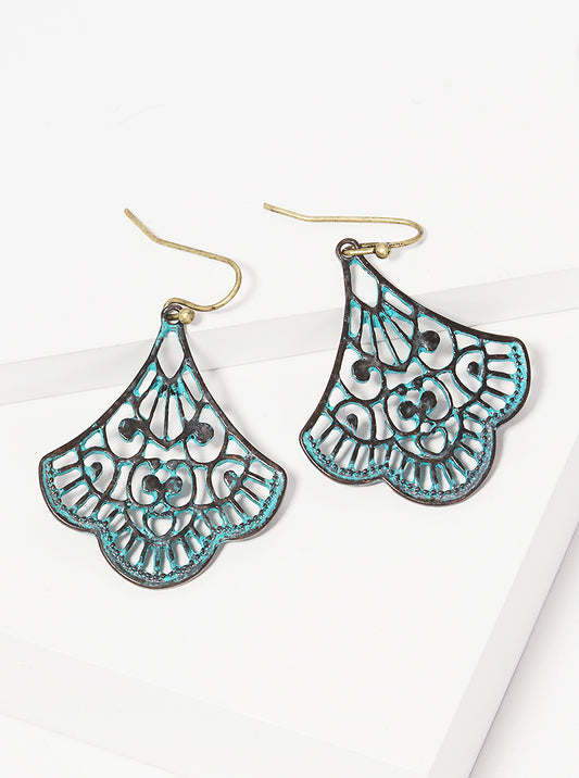 Metal Filigree Dangle Drop Earrings