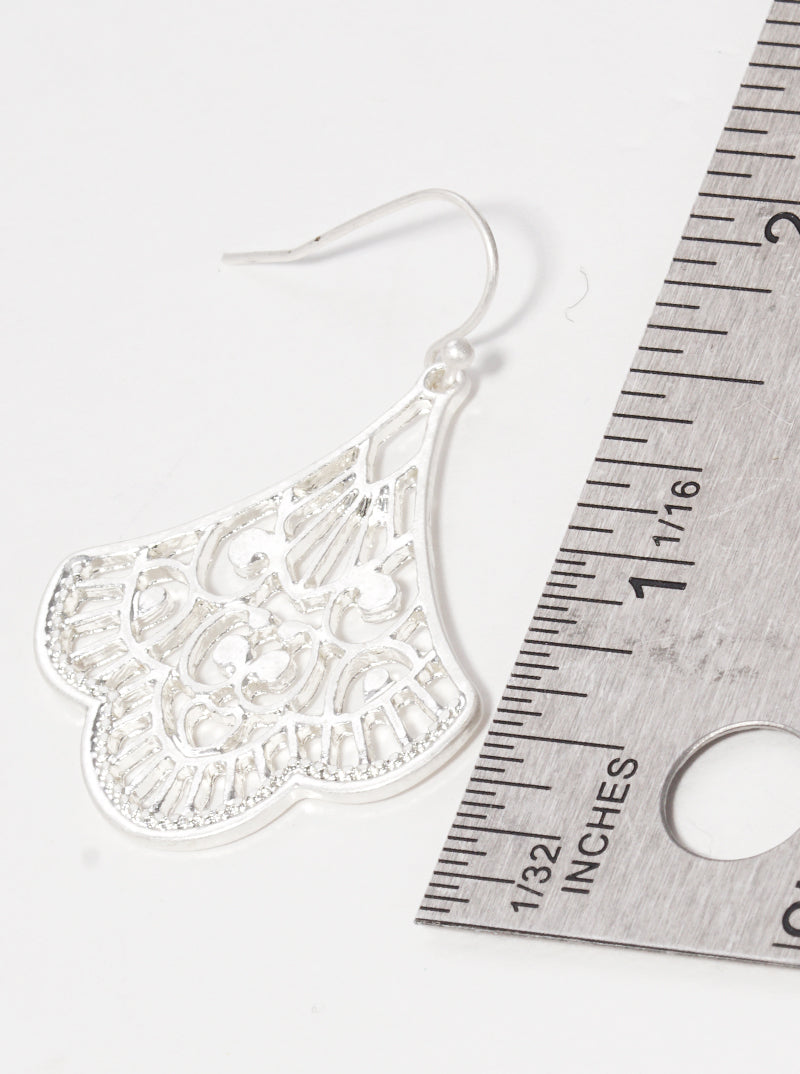 Metal Filigree Dangle Drop Earrings
