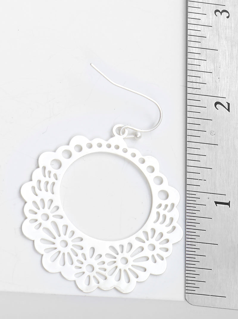 Metal Flower Floral Filigree Dangle Drop Earrings