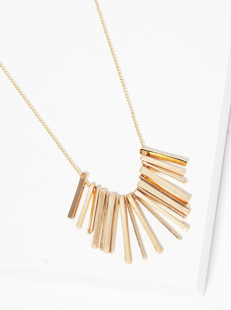 Metal Geometric Bar Tassel Drop Pendant Long Necklace