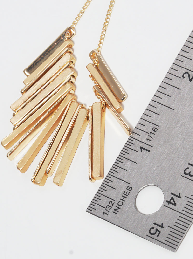 Metal Geometric Bar Tassel Drop Pendant Long Necklace