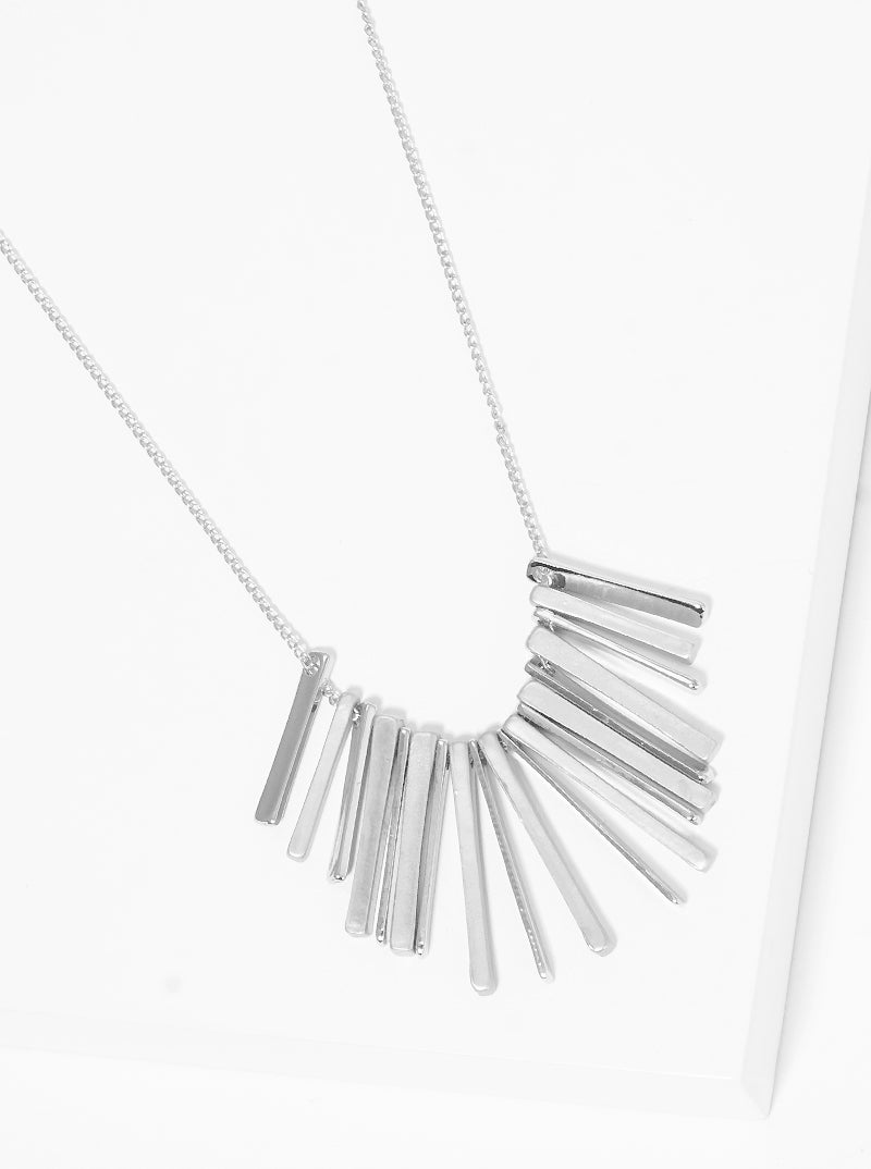 Metal Geometric Bar Tassel Drop Pendant Long Necklace