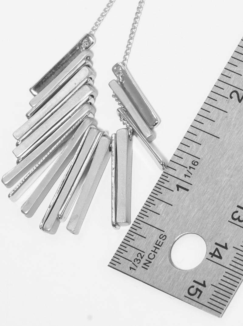 Metal Geometric Bar Tassel Drop Pendant Long Necklace