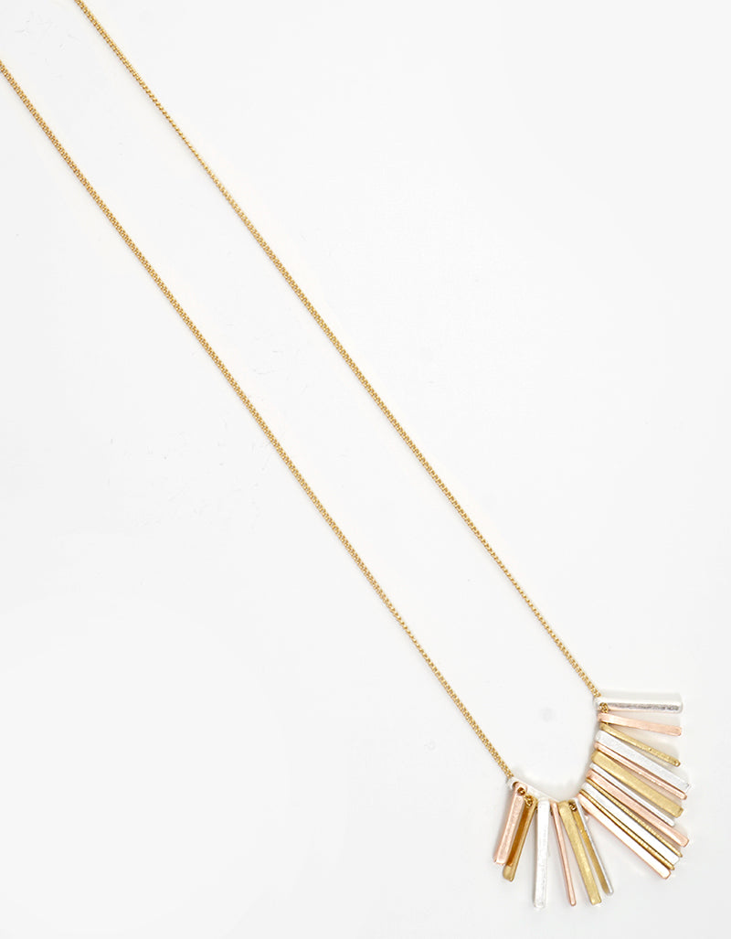 Metal Geometric Bar Tassel Drop Pendant Long Necklace