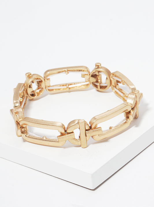 Metal Geometric Chain Linked Stretch Bracelets