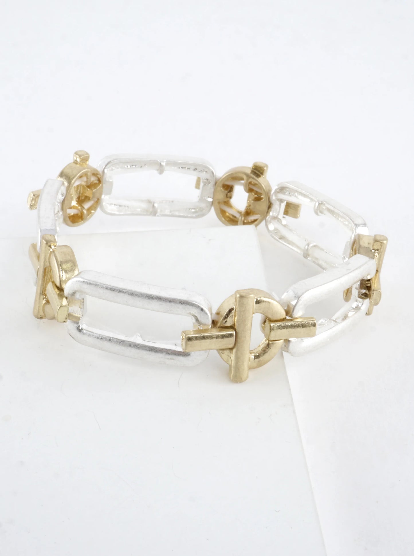 Metal Geometric Chain Linked Stretch Bracelets