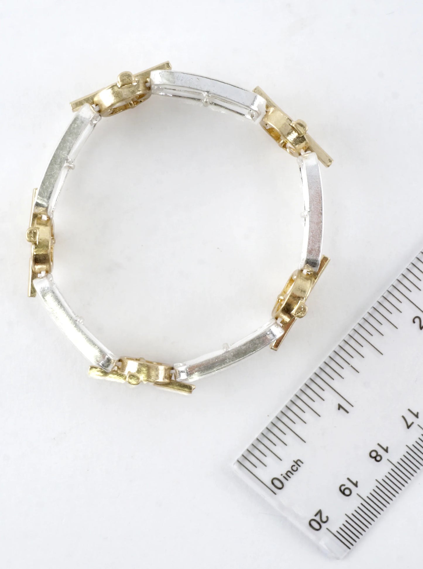 Metal Geometric Chain Linked Stretch Bracelets