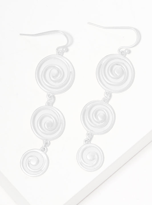 Metal Graduated Swirl Spiral Fish Hook Dangle Drop Earrings