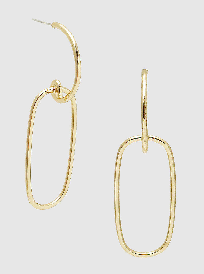 Metal Interlocking Half Circle Oval Hoop Earrings