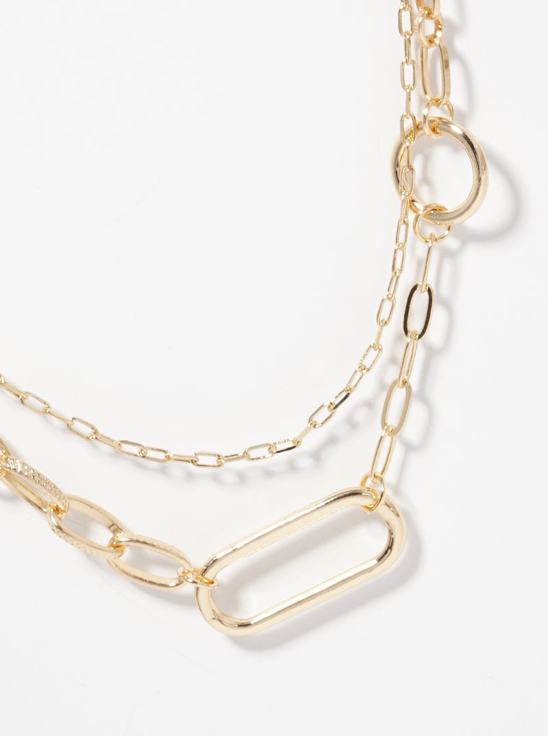 Metal Link Chain Layered Necklace