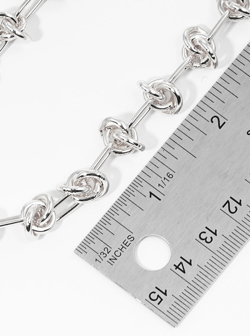 Metal Love Knot Chain Necklace Set With Earrings