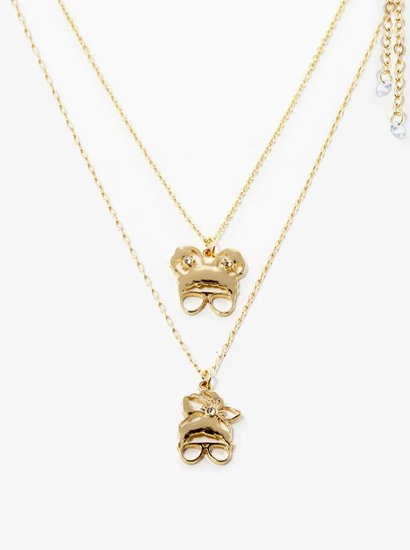 Metal Mama And Mini Pendant 2 Pc Set Layered Necklace