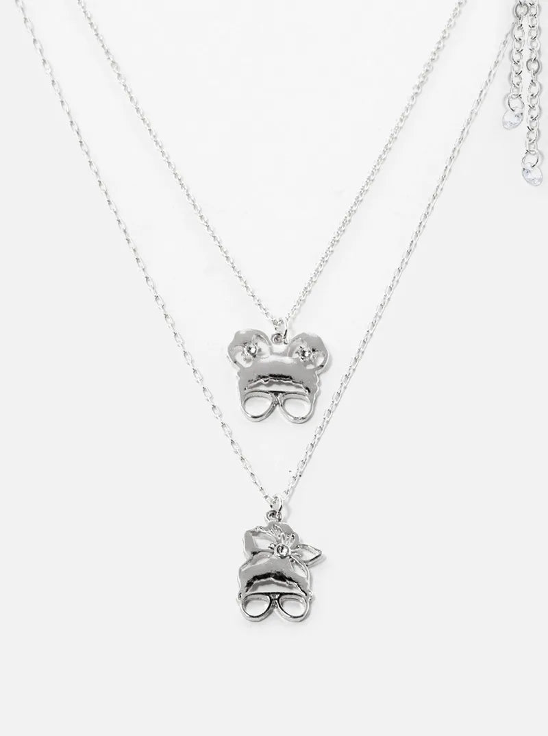 Metal Mama And Mini Pendant 2 Pc Set Layered Necklace