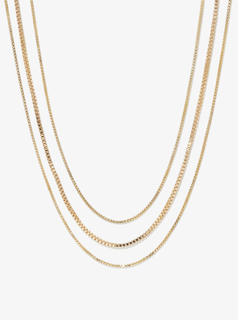 Metal Multi Box Chain Layered Necklace