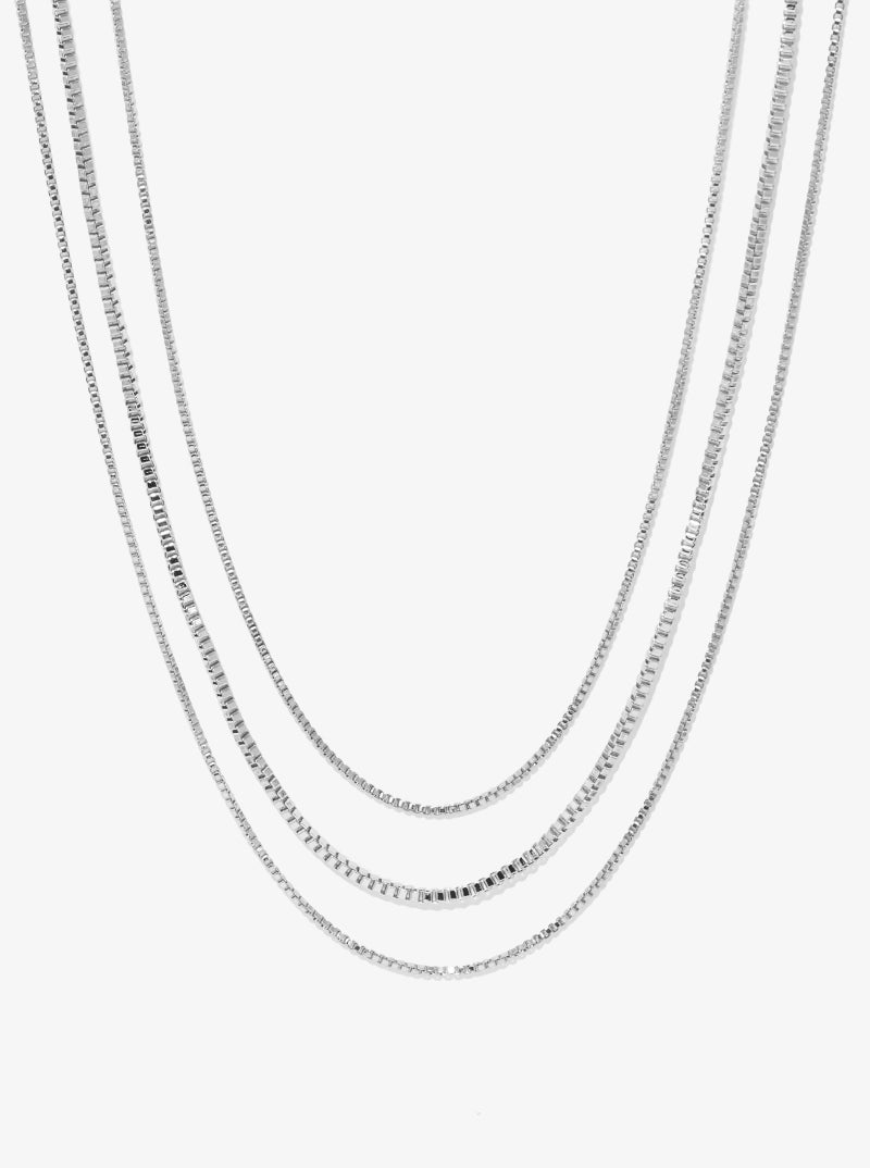 Metal Multi Box Chain Layered Necklace