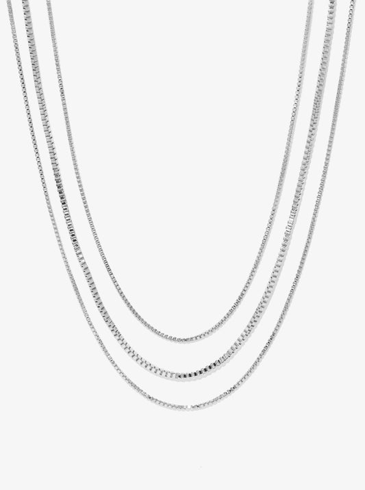 Metal Multi Box Chain Layered Necklace
