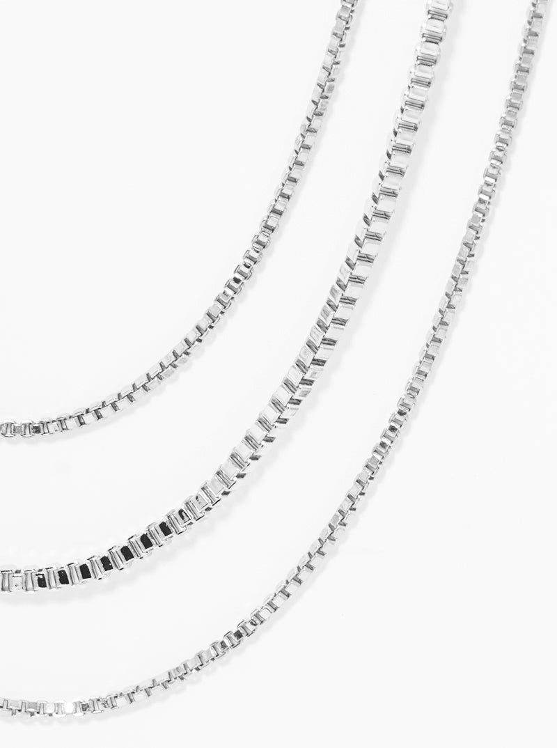 Metal Multi Box Chain Layered Necklace