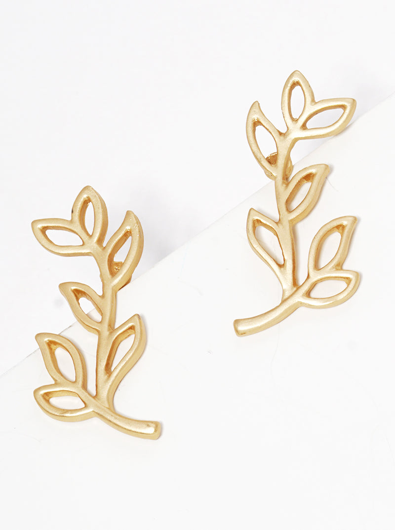 Metal Olive Leaf Post Stud Earrings
