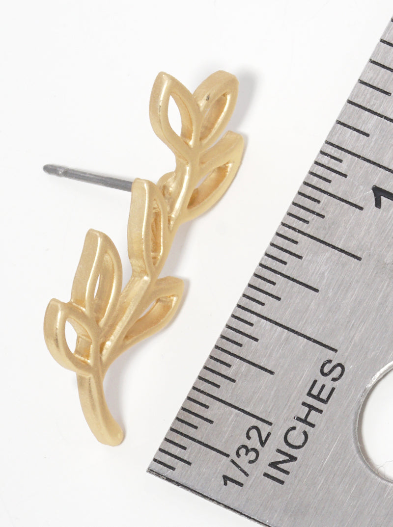 Metal Olive Leaf Post Stud Earrings