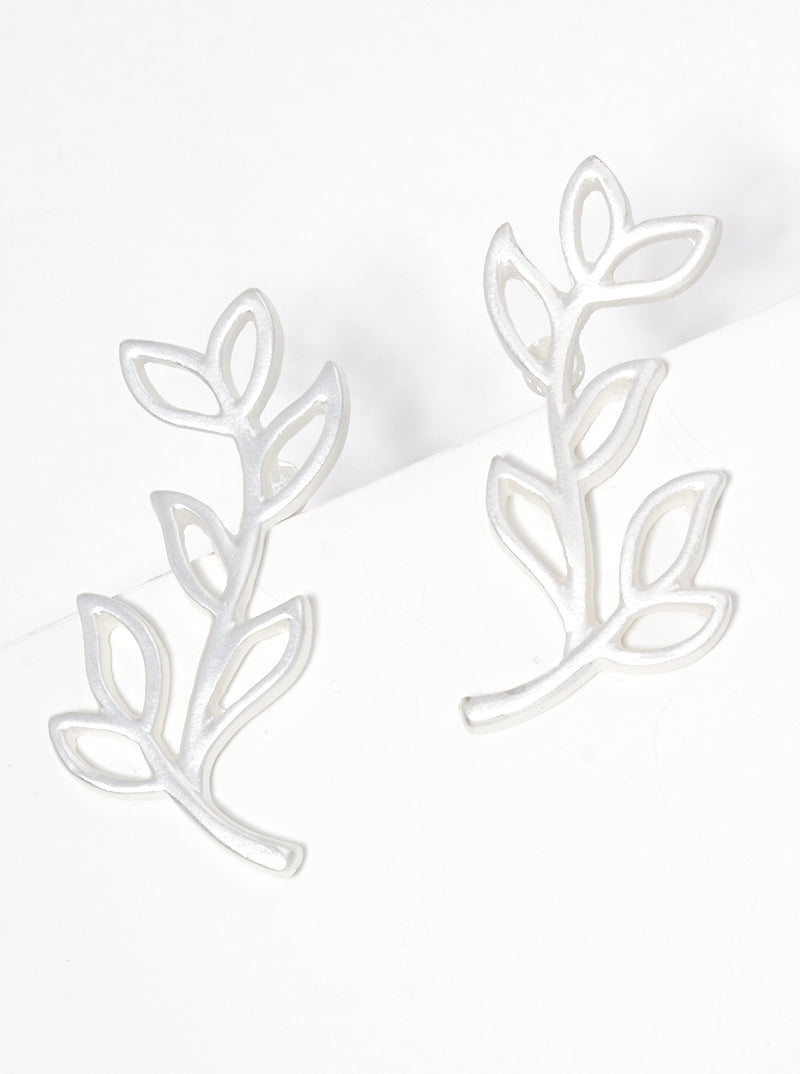 Metal Olive Leaf Post Stud Earrings