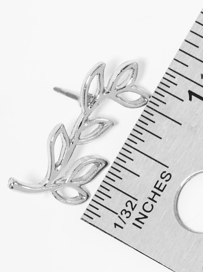 Metal Olive Leaf Post Stud Earrings