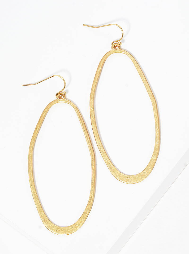 Metal Oval Dangle Drop Earrings