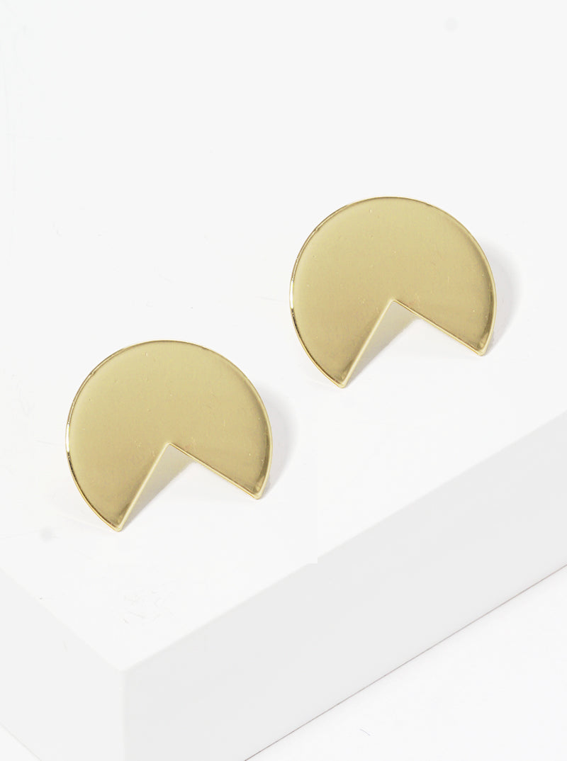 Metal Pacman Shape Post Stud Earrings