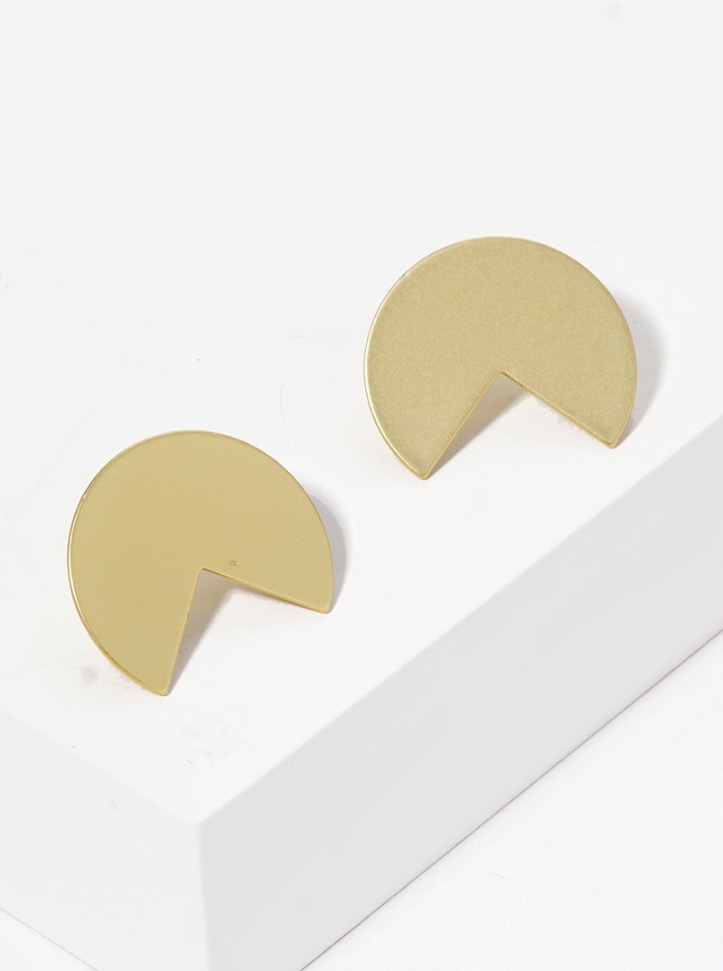 Metal Pacman Shape Post Stud Earrings