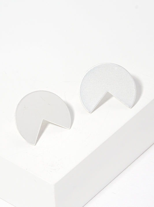Metal Pacman Shape Post Stud Earrings