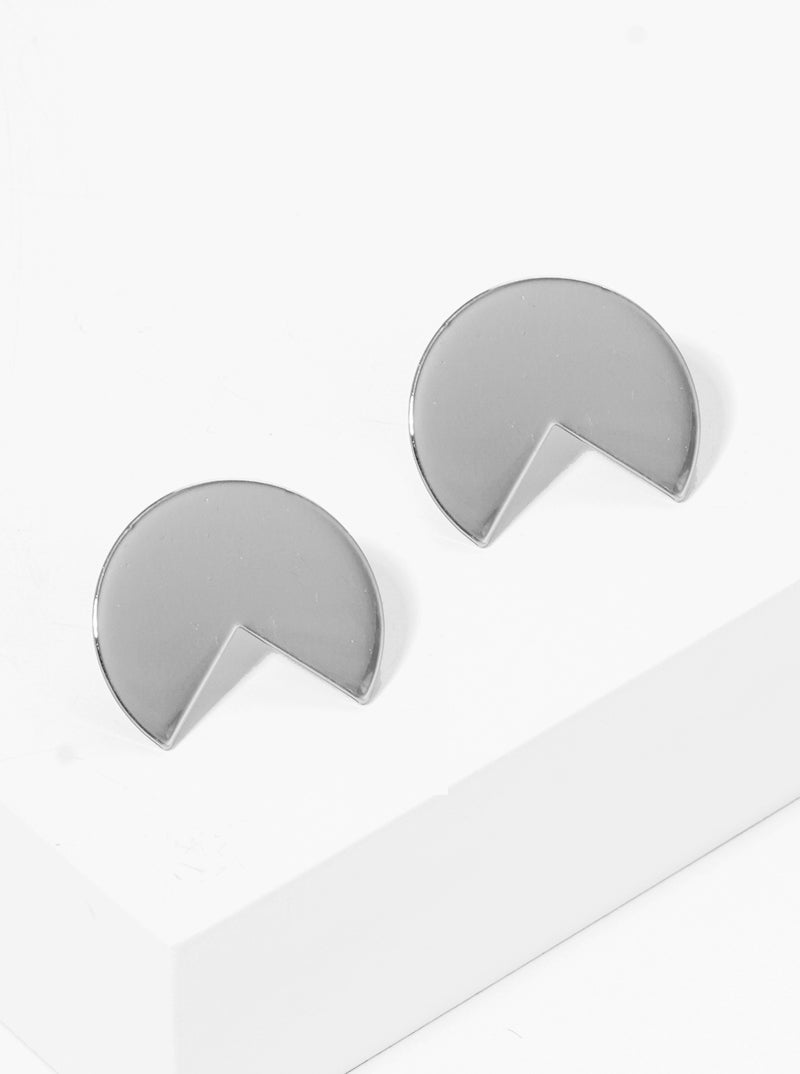 Metal Pacman Shape Post Stud Earrings