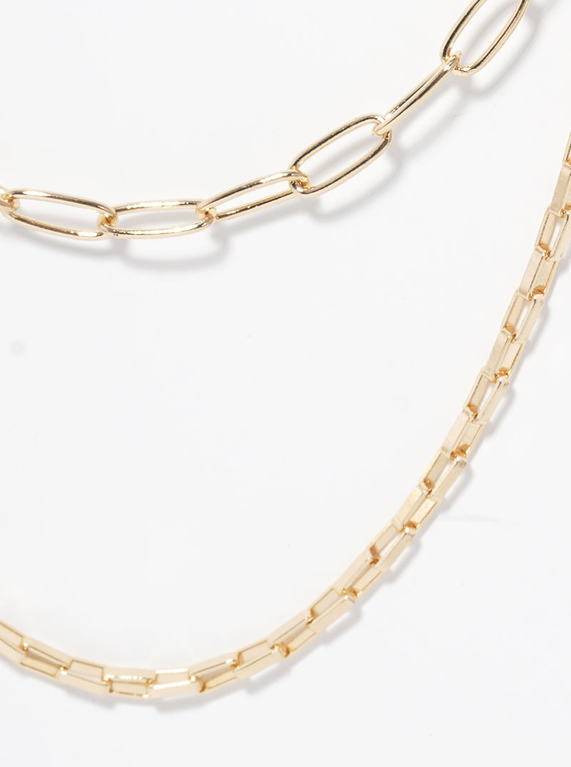 Metal Paperclip Chain Layered Necklace