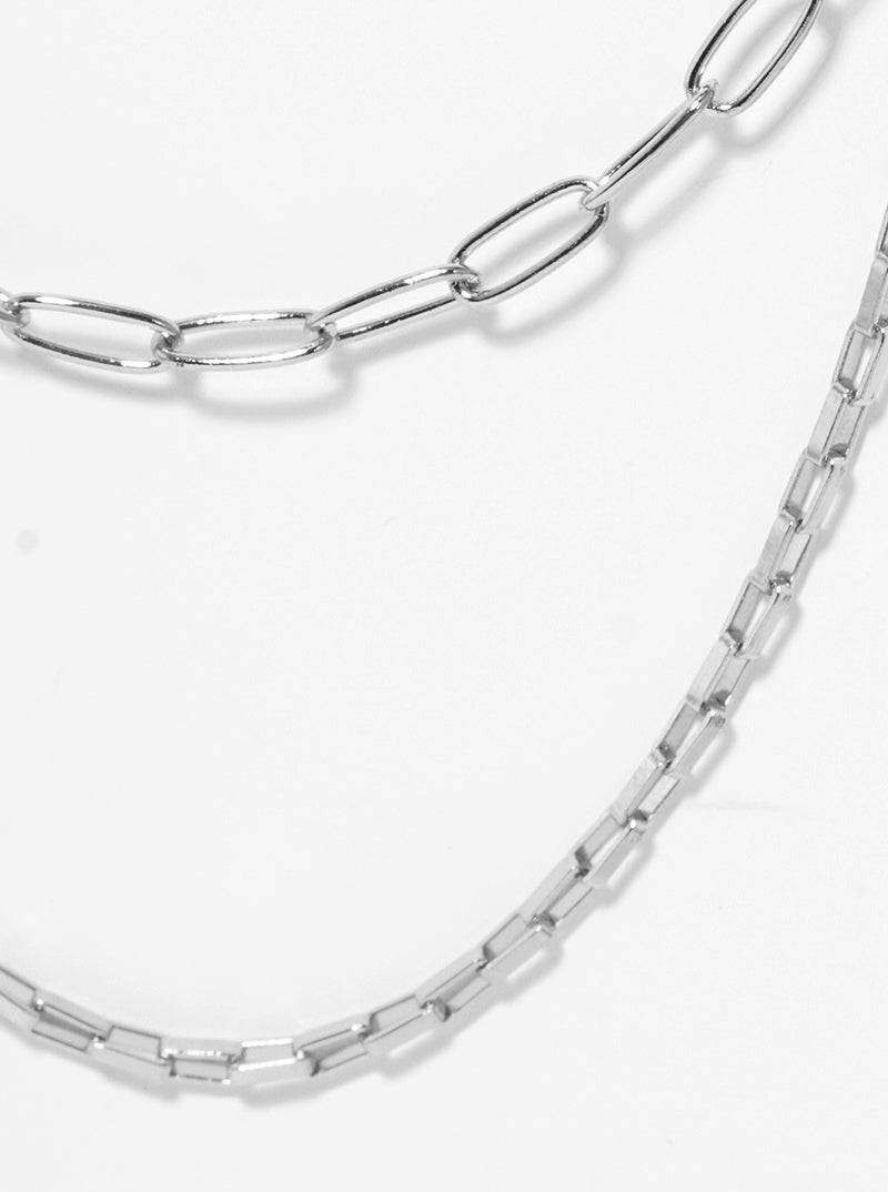 Metal Paperclip Chain Layered Necklace