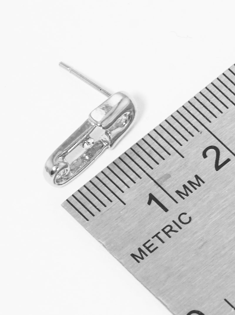 Metal Rhinestone Safety Pin Dainty Post Stud Earrings