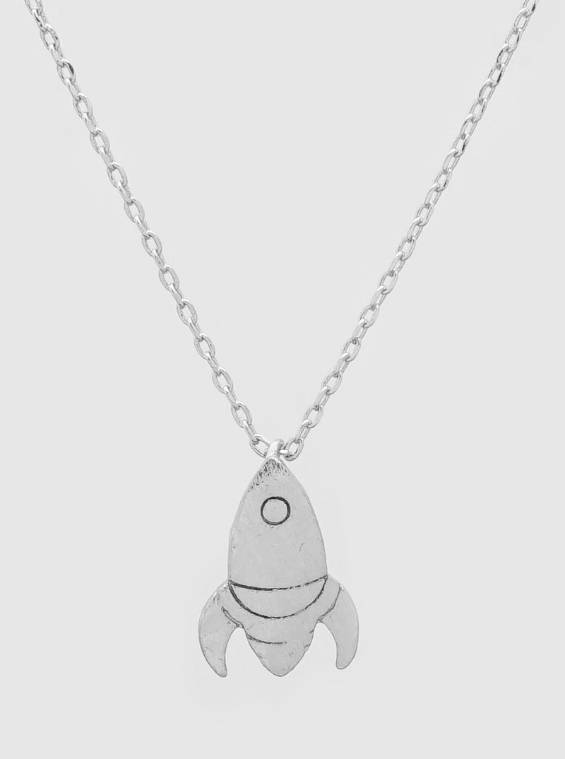 Metal Rocket Pendant Brass Necklace