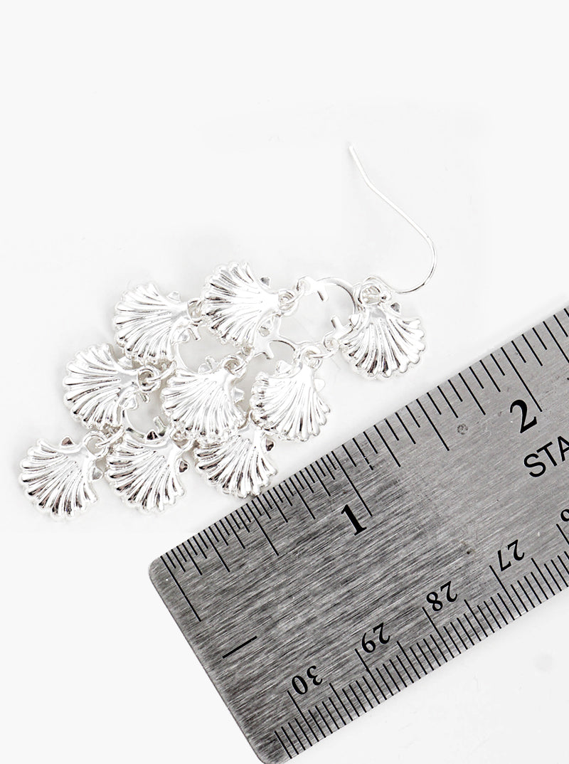 Metal Seashell Cluster Dangle Drop Earrings