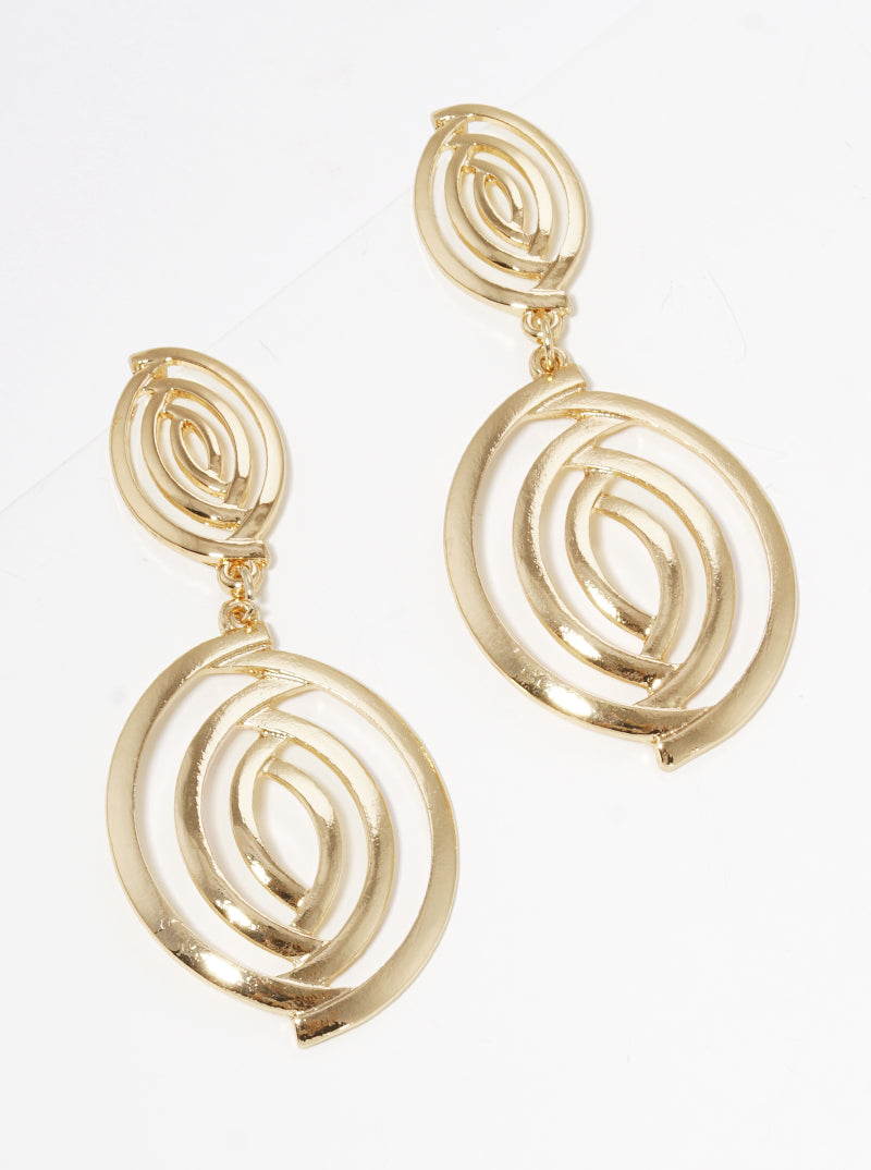 Metal Swirl Spiral Post Drop Earrings