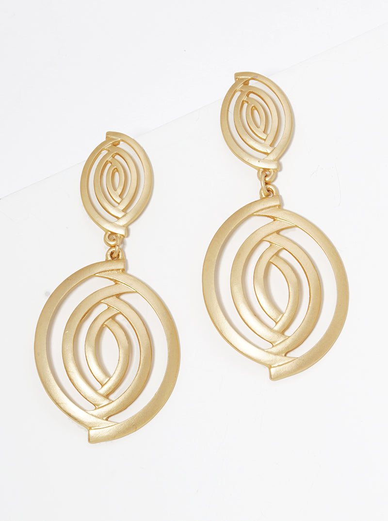 Metal Swirl Spiral Post Drop Earrings
