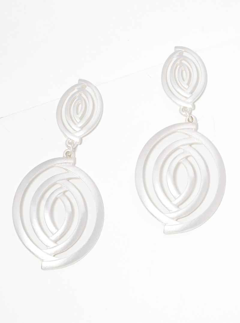 Metal Swirl Spiral Post Drop Earrings