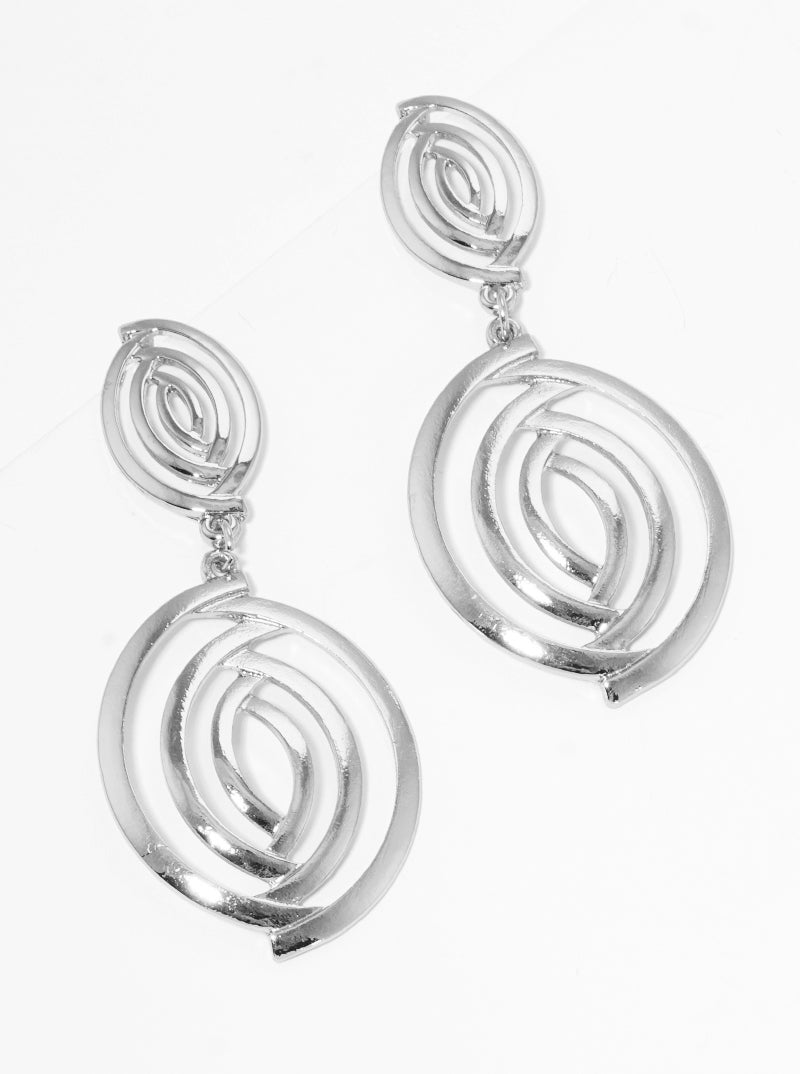 Metal Swirl Spiral Post Drop Earrings