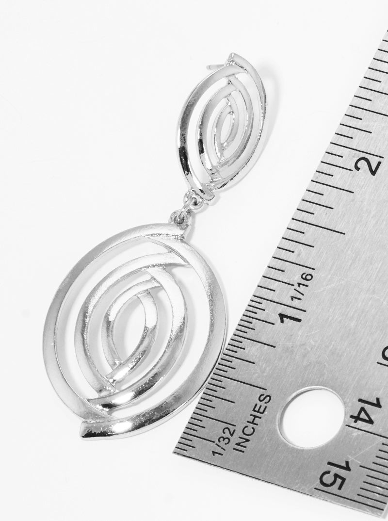 Metal Swirl Spiral Post Drop Earrings