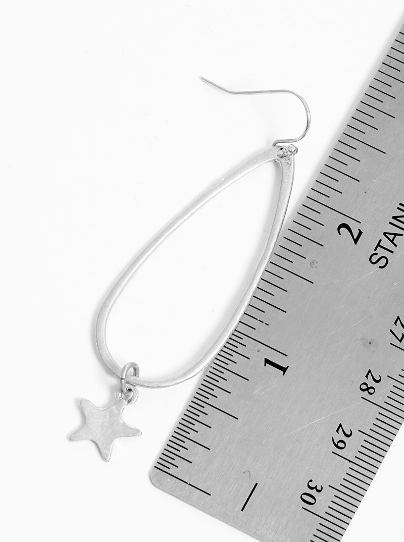 Metal Teardrop With Star Disc Dangle Drop Earrings