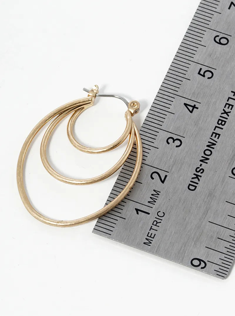 Metal Three Layer Hinged Hoop Earrings
