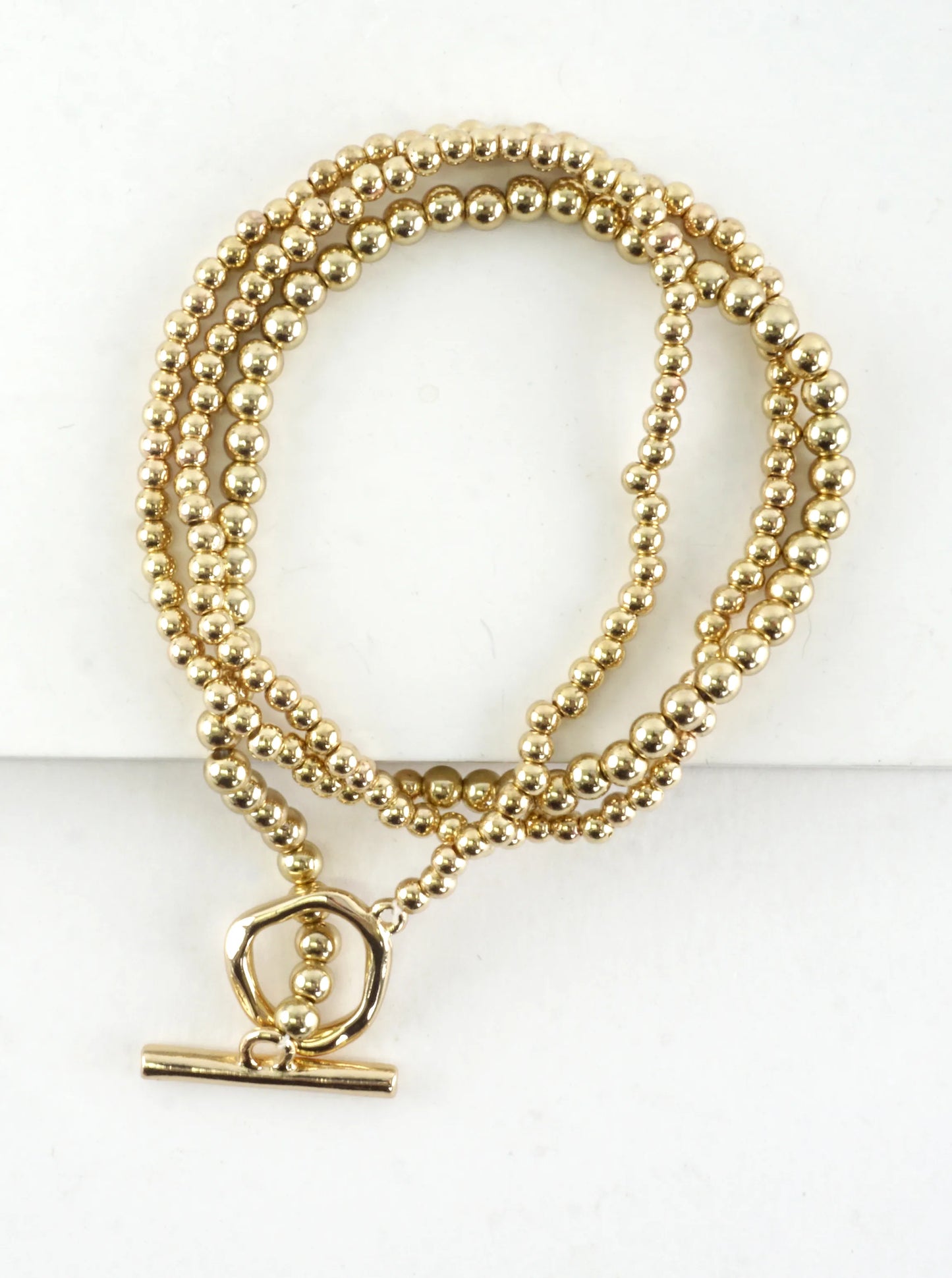 Metallic Bead Toggle Wrap Bracelet Necklace