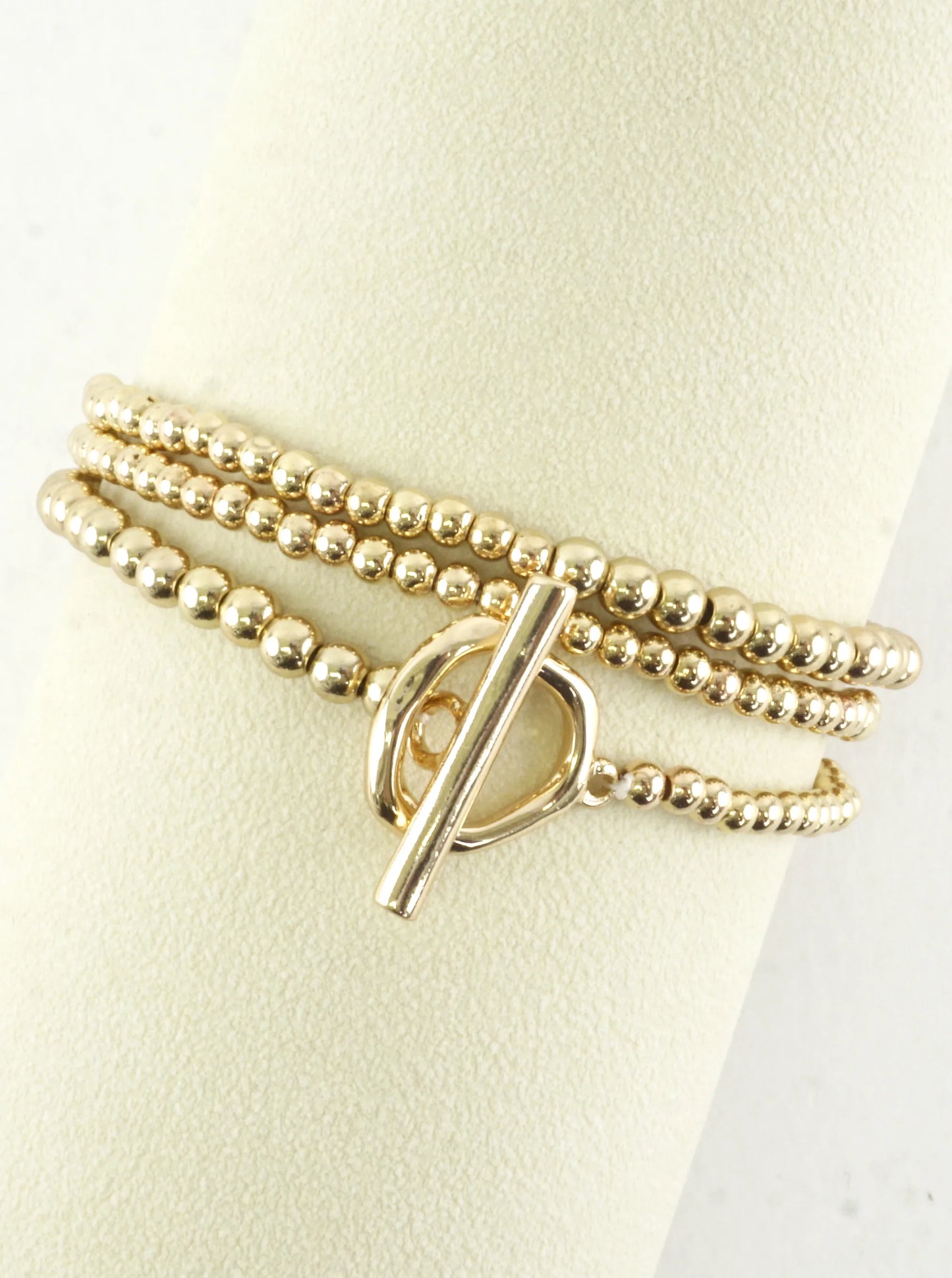 Metallic Bead Toggle Wrap Bracelet Necklace