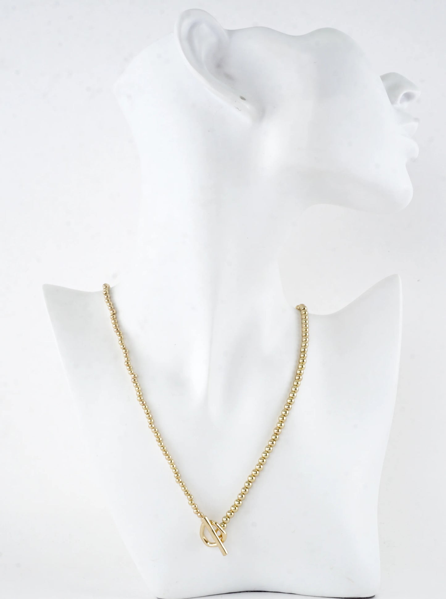 Metallic Bead Toggle Wrap Bracelet Necklace