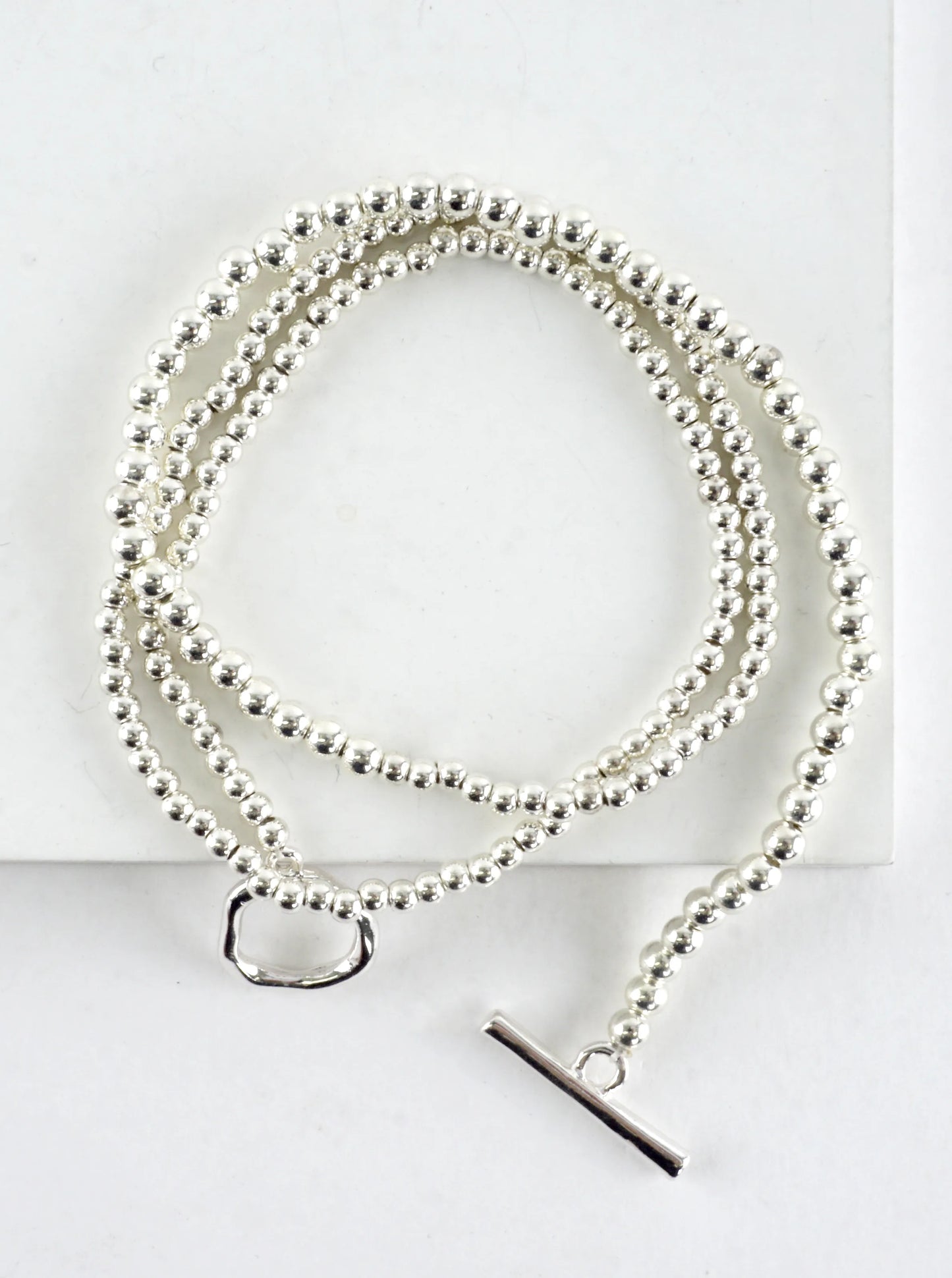 Metallic Bead Toggle Wrap Bracelet Necklace
