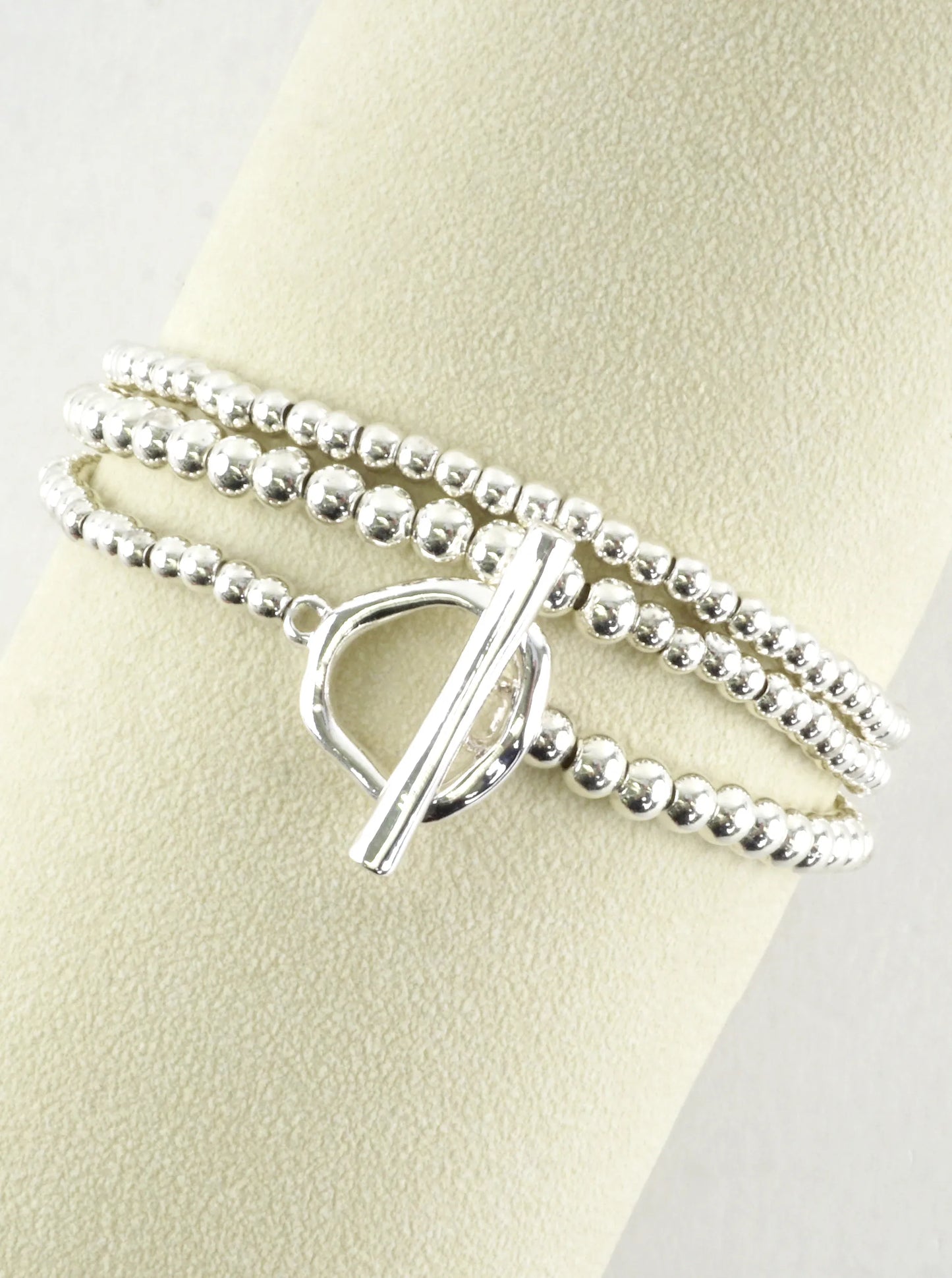 Metallic Bead Toggle Wrap Bracelet Necklace