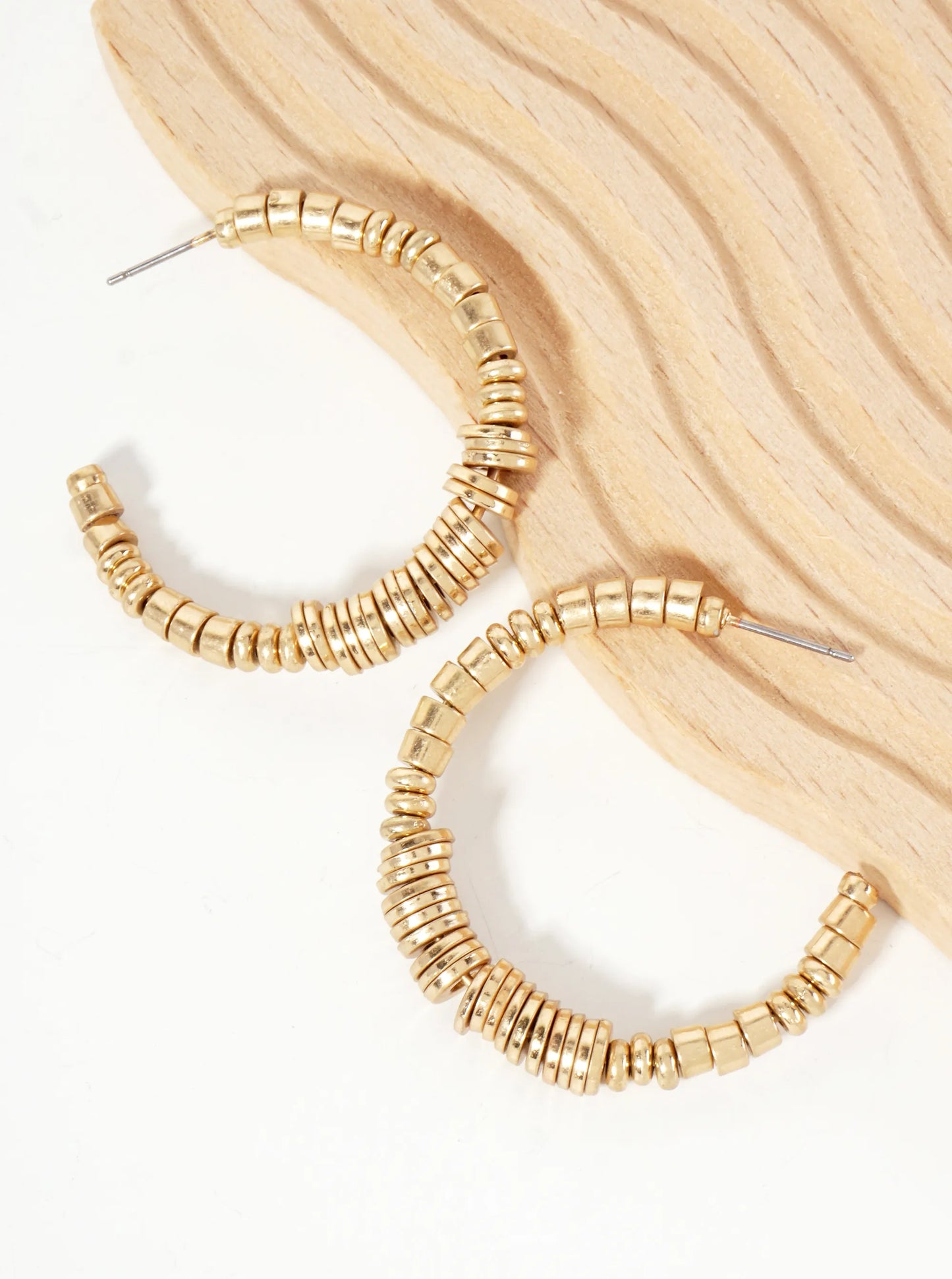 Metallic-Beaded Lightweight 40mm Open Hoop Earrings
