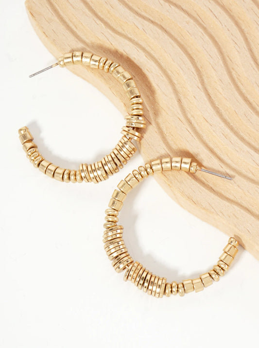 Metallic-Beaded Lightweight 40mm Open Hoop Earrings