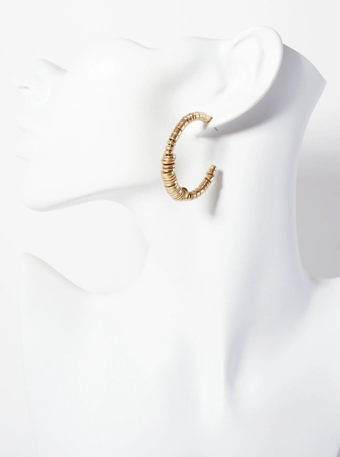 Metallic-Beaded Lightweight 40mm Open Hoop Earrings